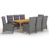 vidaXL Ensemble &agrave; manger de jardin 9 pcs Gris