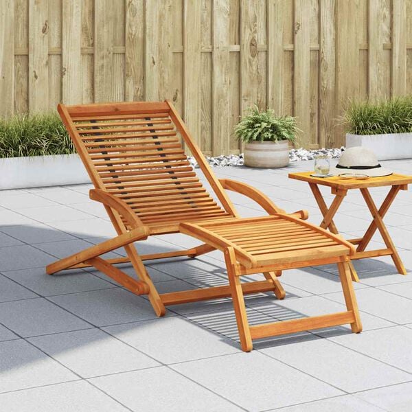 vidaXL Chaise de terrasse avec repose-pied Bois d'acacia solide