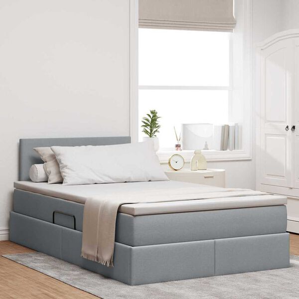 vidaXL Lit avec rangement et matelas Gris clair 120 x 190 cm