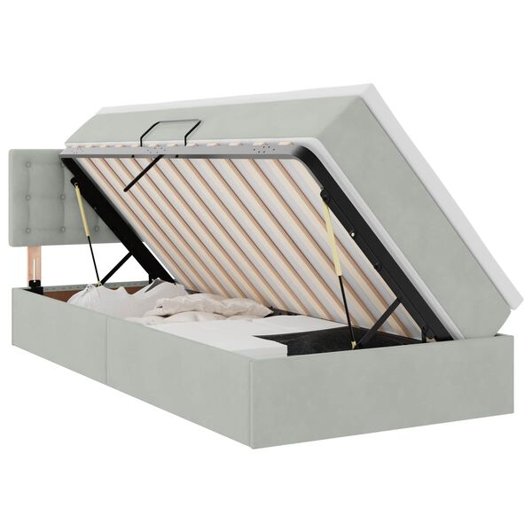 vidaXL Lit de Rangement avec matelas Gris clair 90 x 190 cm Velours