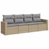 vidaXL Salon de jardin avec coussins 4 pcs beige r&eacute;sine tress&eacute;e