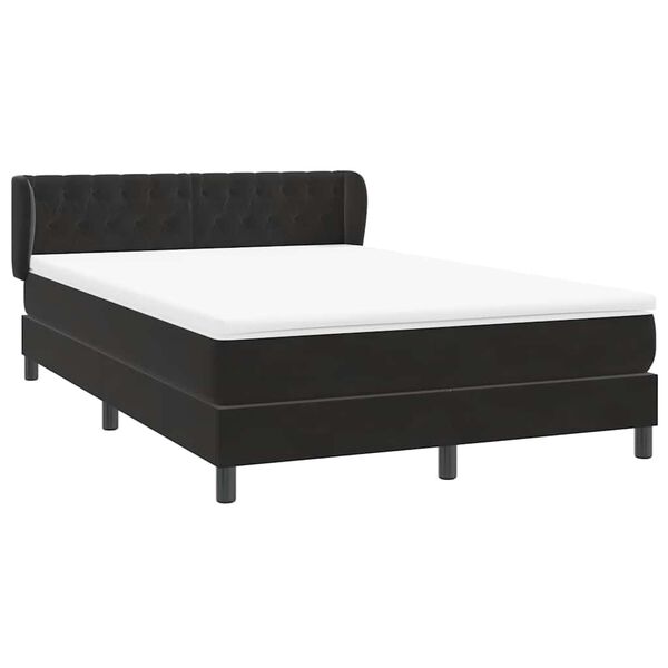 vidaXL Sommier &agrave; lattes de lit avec matelas noir 140x210 cm velours