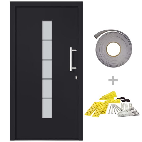 vidaXL Porte d'entr&eacute;e Aluminium et PVC Anthracite 110x210 cm