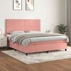 vidaXL Sommier &agrave; lattes de lit avec matelas Rose 180x200 cm Velours