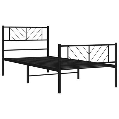 vidaXL Cadre de lit métal sans matelas avec pied de lit noir 107x203cm