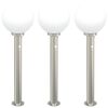 vidaXL Bornes lumineuses avec d&eacute;tecteur lot de 3 80 cm acier inoxydable IP44