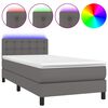 vidaXL Sommier &agrave; lattes de lit avec matelas et LED Gris 80x200 cm