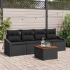 vidaXL Ensemble de canap&eacute; de jardin avec coussin 5 pcs Noir polyrotin