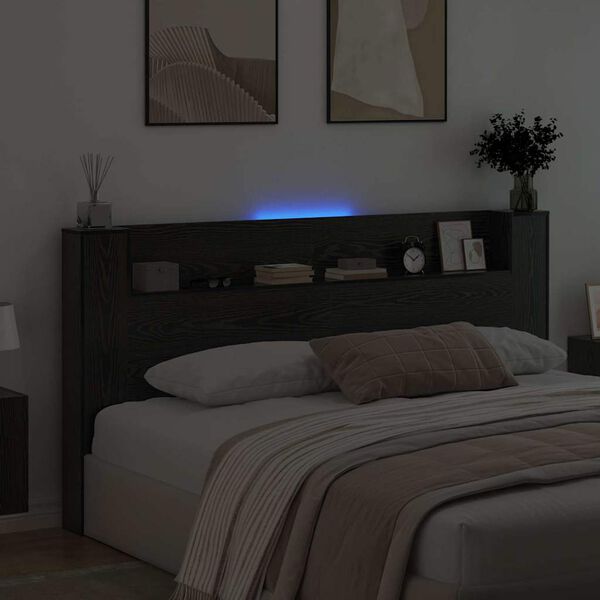 vidaXL T&ecirc;te de lit Ch&ecirc;ne noir 200 x 15 x 103,5 cm Bois d'ing&eacute;nierie