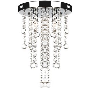 vidaXL Plafonnier avec perles de cristal Blanc M&eacute;tal