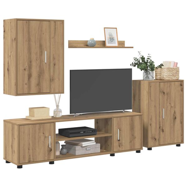 vidaXL Ensemble meuble TV 4 pcs Chêne artisanal Bois d'ingénierie