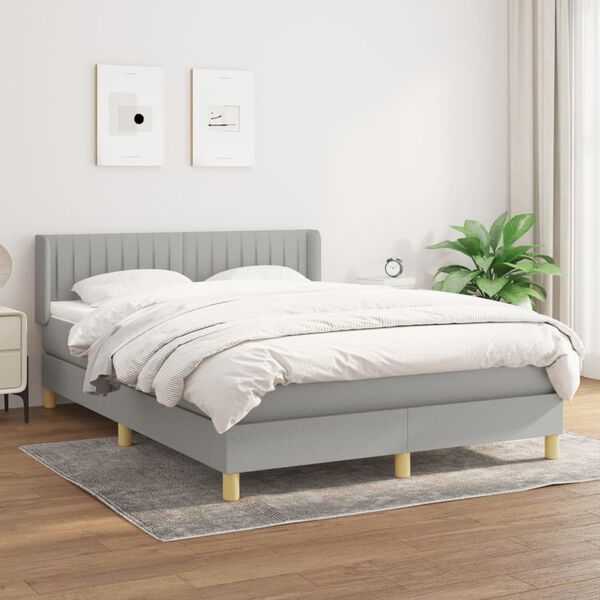 vidaXL Sommier &agrave; lattes de lit avec matelas Gris clair 140x200cm Tissu