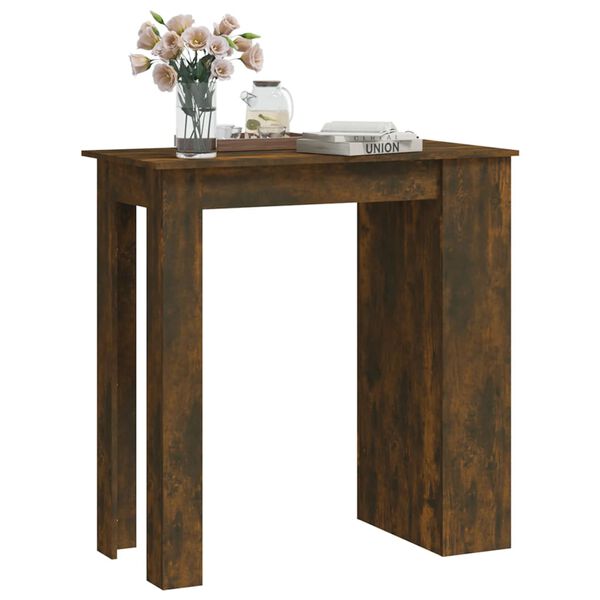 vidaXL Table de bar et étagère de rangement Chêne fumé 102x50x103,5 cm