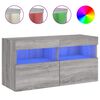 vidaXL Meuble TV mural avec lumi&egrave;res LED sonoma gris 80x30x40 cm