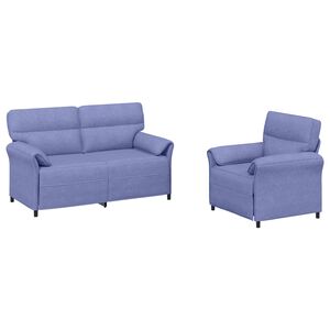 vidaXL Ensemble de Canap&eacute;s 2 pc Bleu denim Tissu