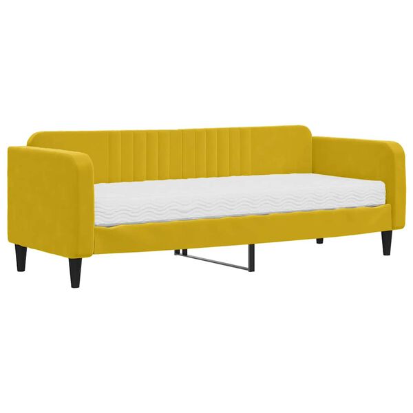 vidaXL Lit de jour avec matelas jaune 80x200 cm velours