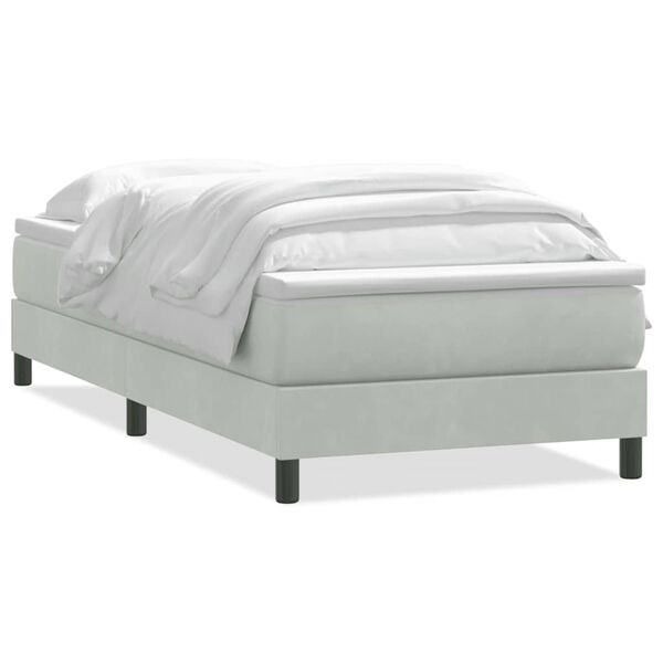 vidaXL Sommier &agrave; lattes de lit et matelas gris clair 90x220 cm velours