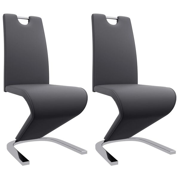 vidaXL Chaises à manger avec forme de zigzag lot de 2 gris similicuir