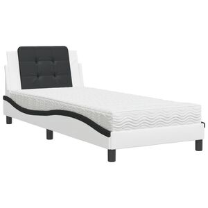 vidaXL Lit avec matelas Zadar blanc et noir 80x200 cm similicuir