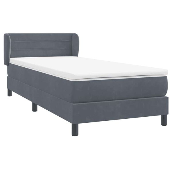 vidaXL Sommier &agrave; lattes de lit et matelas gris fonc&eacute; 90x210 cm velours