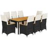 vidaXL Ensemble de bistro de jardin 9 pcs coussins noir poly rotin