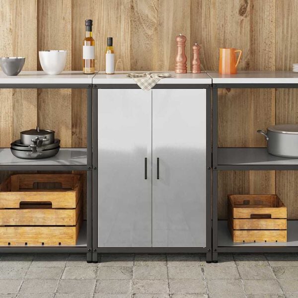 vidaXL Rangement de cuisine avec &eacute;tag&egrave;re Argent 60 x 50 x 92 cm Acier