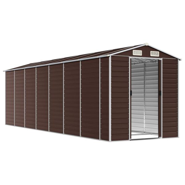 vidaXL Abri de jardin marron 191 x 640 x 198 cm en acier galvanis&eacute;