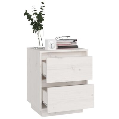 vidaXL Tables de chevet 2 pcs Blanc 40x35x50 cm Bois de pin solide