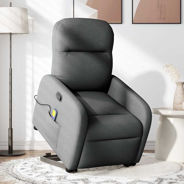vidaXL Fauteuil de massage inclinable Gris fonc&eacute; Tissu