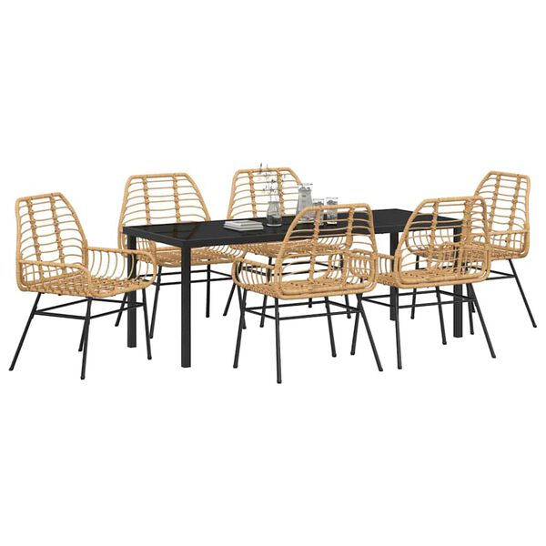 vidaXL Ensemble de salle à manger pour jardin 7 pcs Marron polyrotin