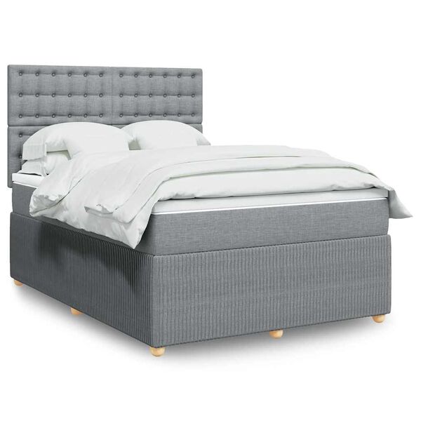 vidaXL Sommier &agrave; lattes de lit avec matelas Gris clair 160x200cm Tissu
