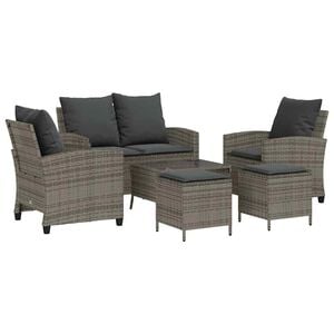 vidaXL Ensemble de canap&eacute; de jardin 6 pcs avec coussins gris r&eacute;sine tress&eacute;e