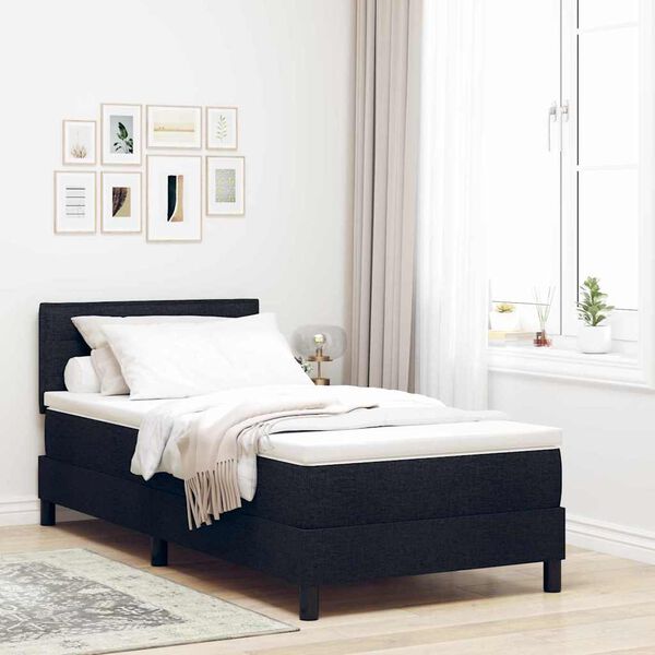 vidaXL Lit &agrave; ressorts avec matelas Noir 90 x 190 cm tissu