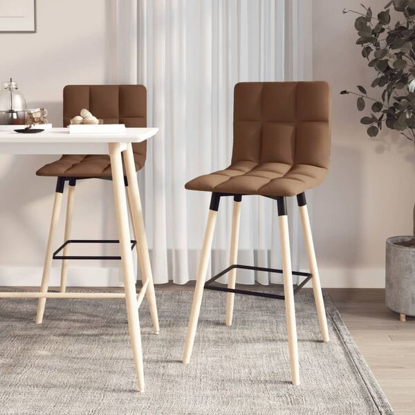 vidaXL Tabourets de bar lot de 2 Marron Tissu