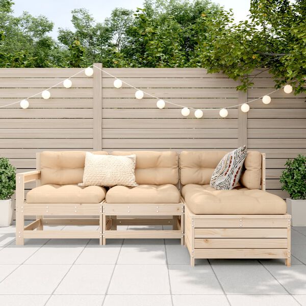 vidaXL Salon de jardin 4 pcs bois massif de pin