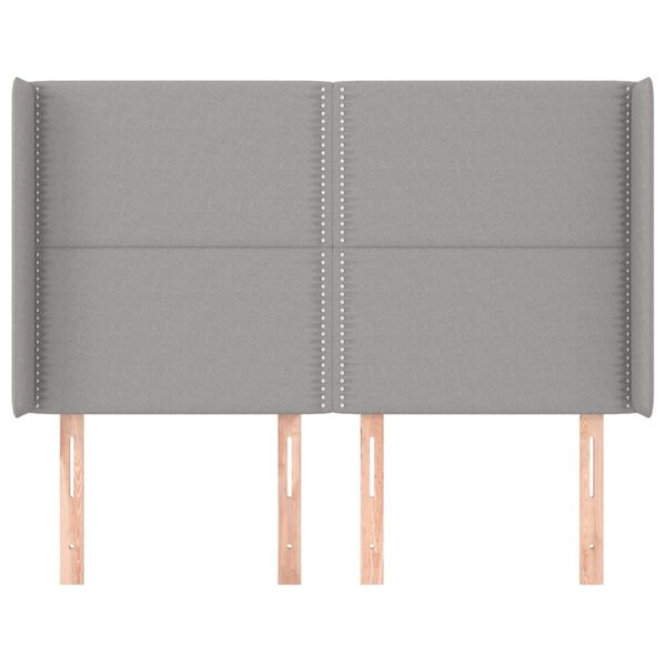 vidaXL T&ecirc;te de lit avec oreilles Gris clair 147x16x118/128 cm Tissu