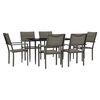 vidaXL Ensemble &agrave; manger de jardin 7 pcs noir textil&egrave;ne et acier