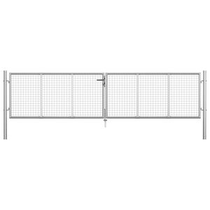vidaXL Portail de jardin en acier galvanis&eacute; 400 x 75 cm argent