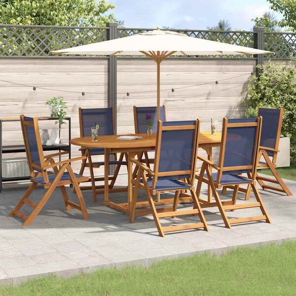 vidaXL Ensemble &agrave; Manger de jardin 7pcs bois d'acacia solide textil&egrave;ne