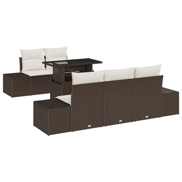 vidaXL Ensemble de canapé de jardin avec coussin 6 pcs Marron et Crème