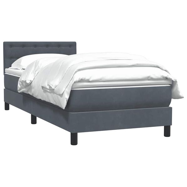 vidaXL Sommier &agrave; lattes de lit et matelas gris fonc&eacute; 90x210 cm velours