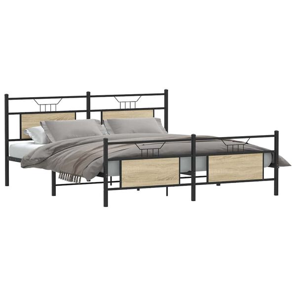 vidaXL Cadre de lit en m&eacute;tal sans matelas ch&ecirc;ne sonoma 180x200 cm