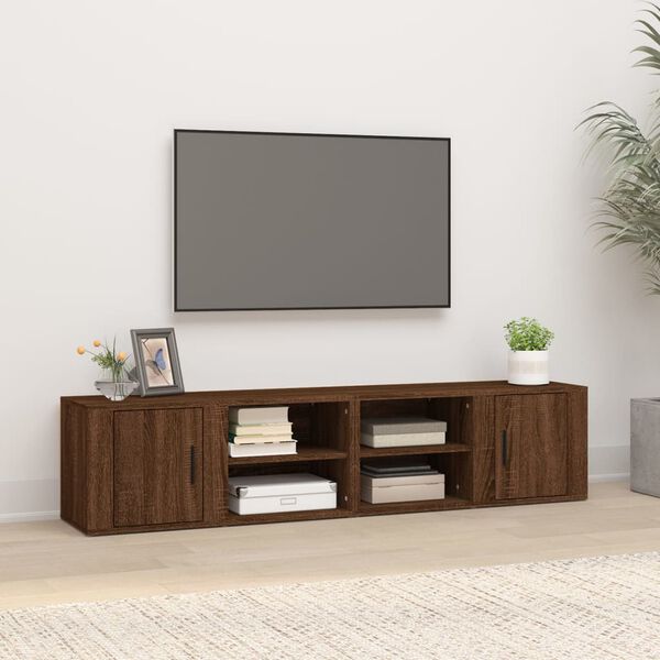 vidaXL Meubles TV 2 pcs Ch&ecirc;ne marron 80x31,5x36 cm Bois d'ing&eacute;nierie