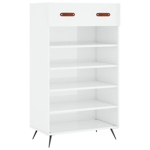 vidaXL Armoire &agrave; chaussure Blanc brillant 60x35x105 cm Bois ing&eacute;nierie