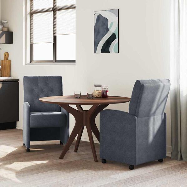 vidaXL Chaises de Salle à Manger avec Roues 2 pcs Gris foncé