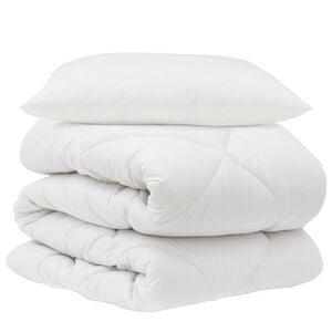 vidaXL Couette avec oreiller 2 pi&egrave;ces Blanc Microfibre