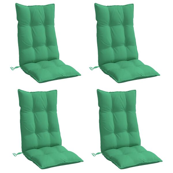 vidaXL Coussins de chaise &agrave; dossier haut lot de 4 vert tissu oxford