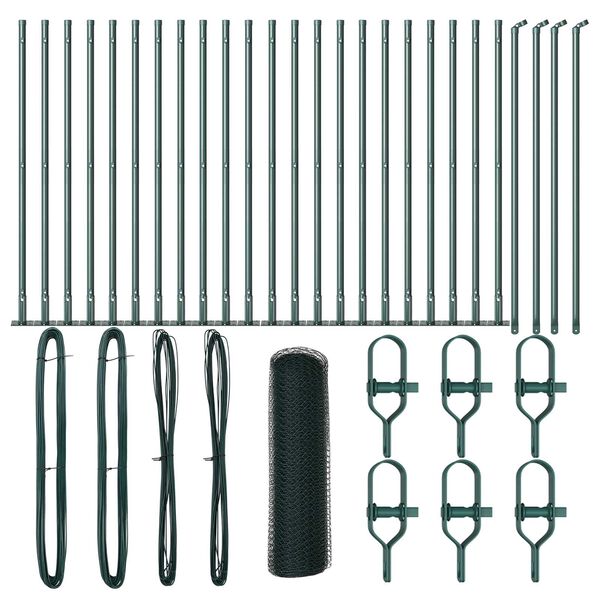 vidaXL Poteau de cl&ocirc;ture. Vert 50 x 1 m (maillage de 13 mm)