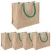 vidaXL Sacs en jute 5 Naturel et vert 26 x 22 x 14 cm 100 % jute Tossa