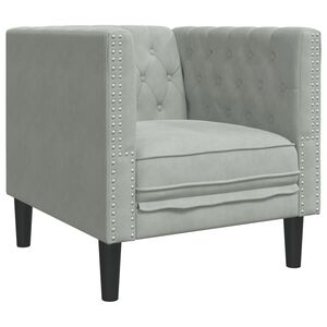 vidaXL Fauteuil Chesterfield gris clair velours